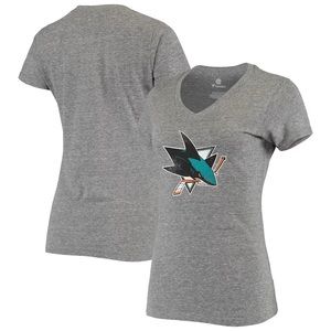 San Jose Sharks Fanatics Branded Women's V-Neck T-Shirt - Heathered Gray - M